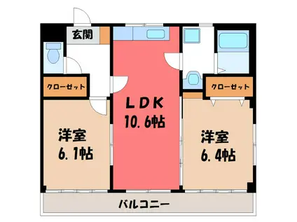アビタシオン松葉(2LDK/4階)の間取り写真