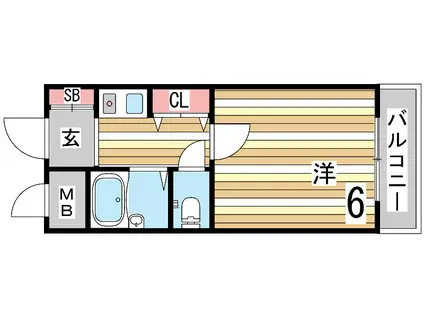 和光ハイツ(1K/3階)の間取り写真