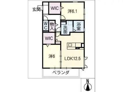 ル・レーヴ A棟(2LDK/2階)の間取り写真