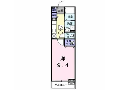ノースヴィラ壱番館(1K/2階)の間取り写真