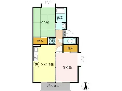 PARK&HOUSE I(2DK/1階)の間取り写真