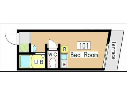 オクスフォード THE OXFORD FLATー(ワンルーム/1階)の間取り写真