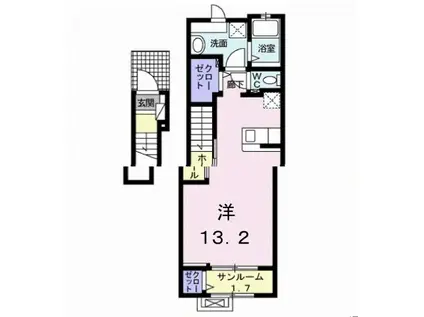 アプレ プリエ II(ワンルーム/2階)の間取り写真