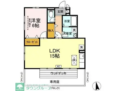 ローズコート美園(1LDK/1階)の間取り写真