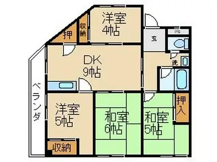 コスモ津田北(4DK/2階)の間取り写真