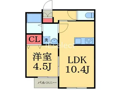 LYK都町A棟(1LDK/1階)の間取り写真