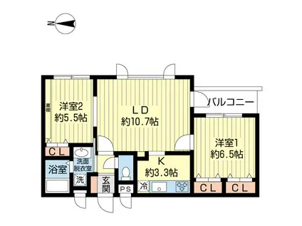 フォレスト・ヒルズ中落合(2LDK/2階)の間取り写真