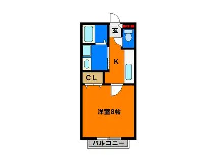 エクセル9(1K/1階)の間取り写真