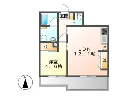 シベール御器所(1LDK/1階)の間取り写真