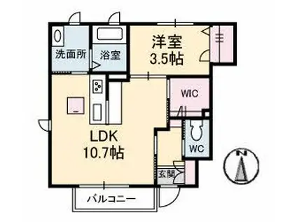 シャーメゾンI(1LDK/1階)の間取り写真