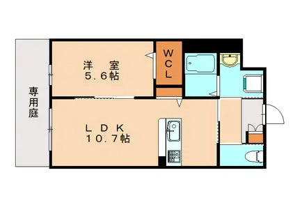 前原北2丁目(1LDK/1階)の間取り写真