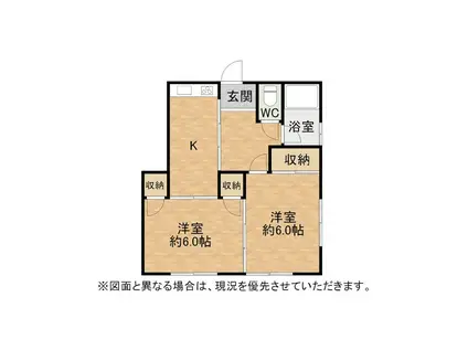 モンシャトレI(2DK/2階)の間取り写真