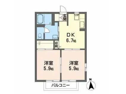 グレイスたけくま(2DK/1階)の間取り写真