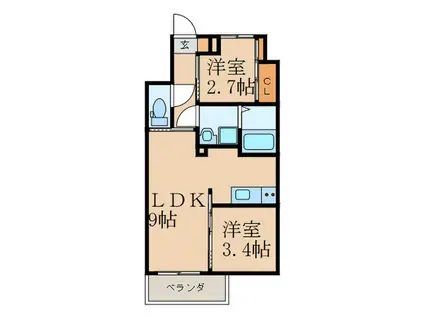 STUDIE TOBIHATA(2LDK/6階)の間取り写真