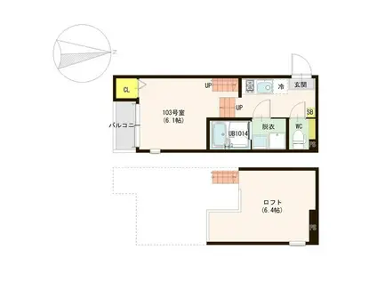 クラウドパレス薬師堂(1K/1階)の間取り写真