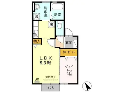 HOUSEたんぽぽ(1LDK/1階)の間取り写真