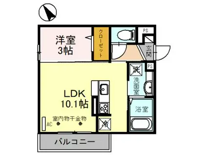 UN FLEUVE(1LDK/3階)の間取り写真