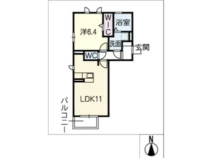 エスポワールHUG(1LDK/3階)の間取り写真