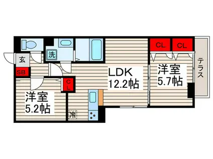 セレスティア興野(2LDK/3階)の間取り写真