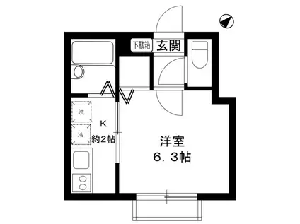 アロマグレイス(1K/1階)の間取り写真