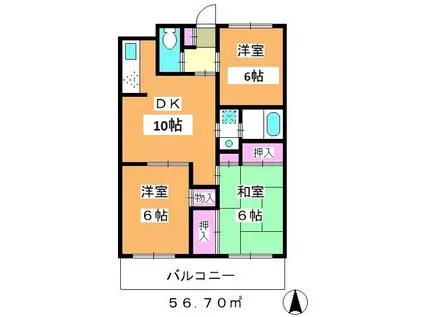 ロイヤルハイツ・ツカサ(3DK/7階)の間取り写真
