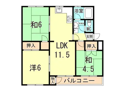 東垂水 2号棟(3LDK/5階)の間取り写真