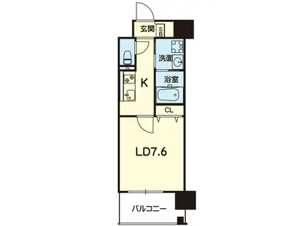 ESTASIA熊本駅前(1K/4階)の間取り写真