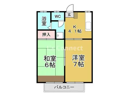 ロマネB棟(2K/2階)の間取り写真