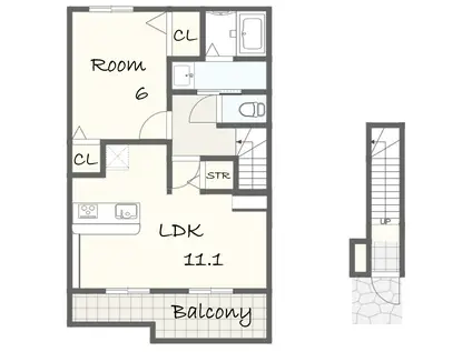 エスコート 若葉A(1LDK/2階)の間取り写真