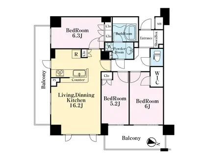 グランスイート綾瀬桜木橋(3LDK/11階)の間取り写真