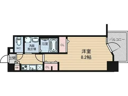 パルティール中村公園(1K/6階)の間取り写真