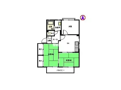 ウィズN B棟(3DK/2階)の間取り写真