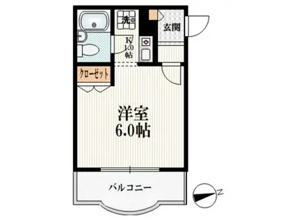 ピア中野(1K/2階)の間取り写真