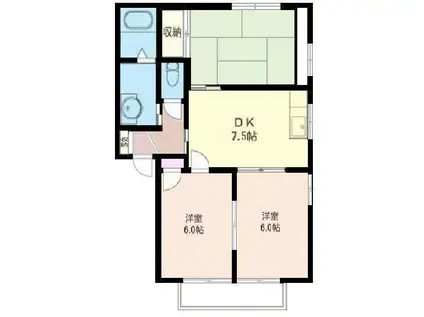 ドエル上河内C(3DK/2階)の間取り写真