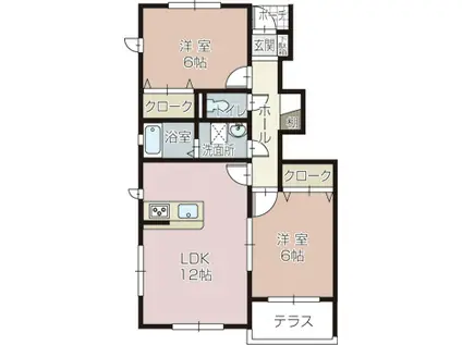 シャテーニュ(2LDK/1階)の間取り写真