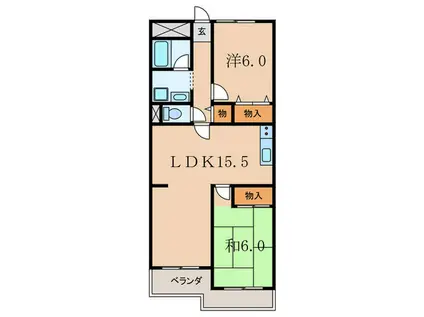 グリーンテラス(2LDK/4階)の間取り写真