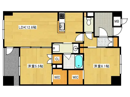 フラッツ庚午(2LDK/1階)の間取り写真