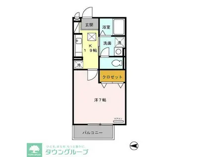 ディアコート(1K/1階)の間取り写真