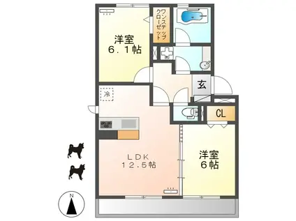 ファミールシミズ R(2LDK/3階)の間取り写真