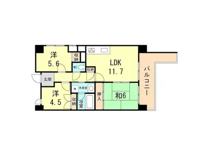 エンゼラート明石(3LDK/4階)の間取り写真