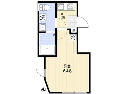 中台ヒルズ(1K/1階)の間取り写真