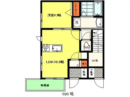 モナミハイム(1LDK/1階)の間取り写真