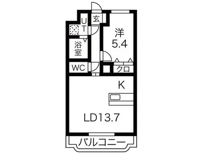 三河江曽島(1LDK/2階)の間取り写真