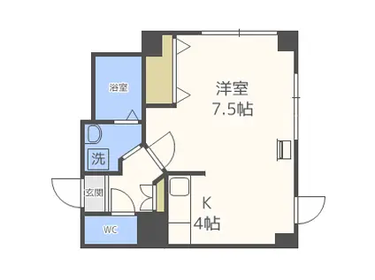 OMレジデンス北17条(1DK/4階)の間取り写真