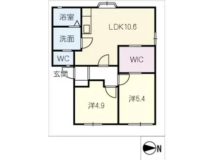 メモリアルアヴェニュー(2LDK/1階)の間取り写真