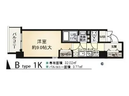 カサ・リベルテ(1K/2階)の間取り写真