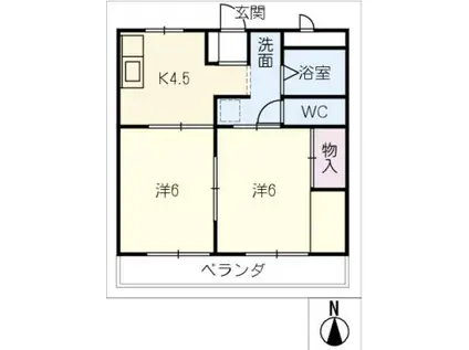SKハイツA棟(2K/1階)の間取り写真