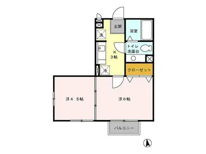 ルミナスハイムI/II(2K/2階)の間取り写真