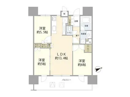 プレシス本厚木エクシア(3LDK/7階)の間取り写真