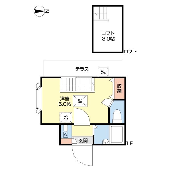 メイコーハイツ坂戸(1K/1階)の間取り写真